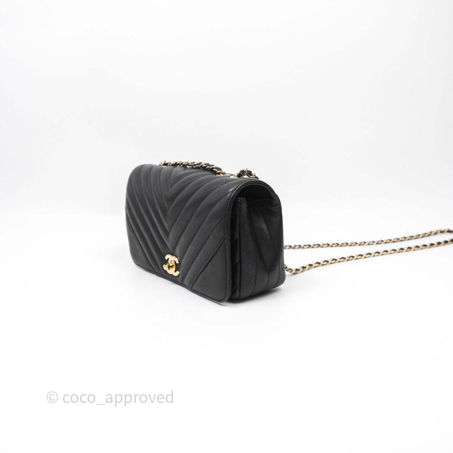 Chanel Small Statement Chevron Flap Bag Black Gold Hardware