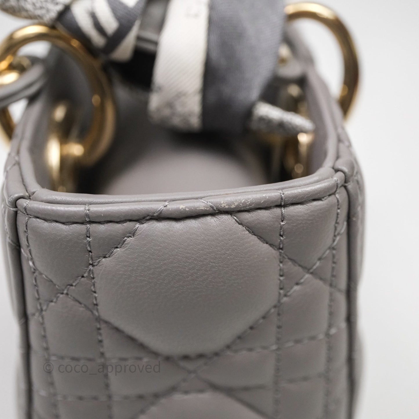 Christian Dior Small Lady Dior Grey Lambskin Gold Hardware
