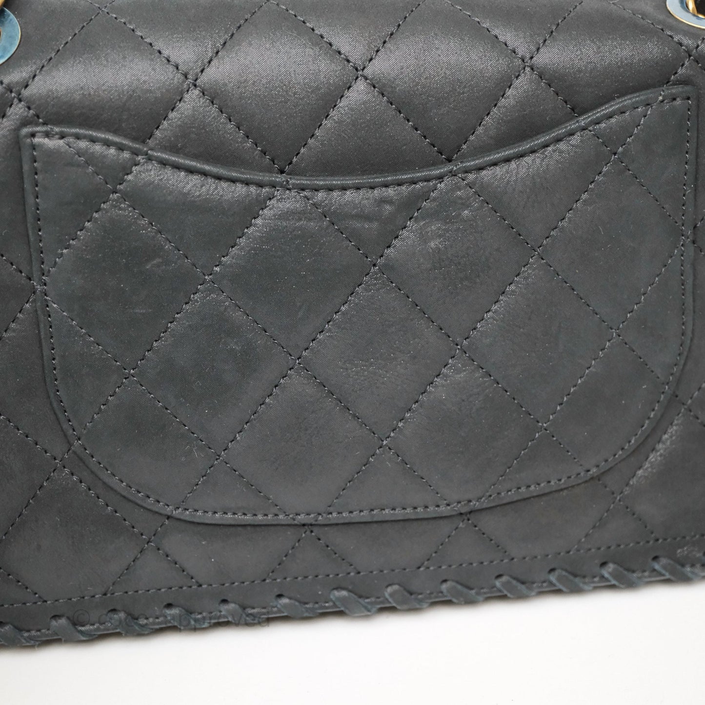 Chanel Braided Flap Bag Black Nubuck Aged Gold Hardware
