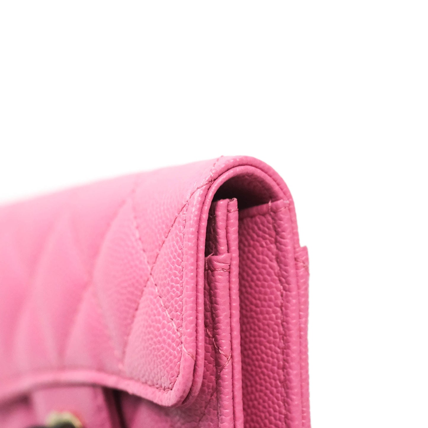 Chanel Caviar Quilted Flap Card Holder Pink Gold Hardware