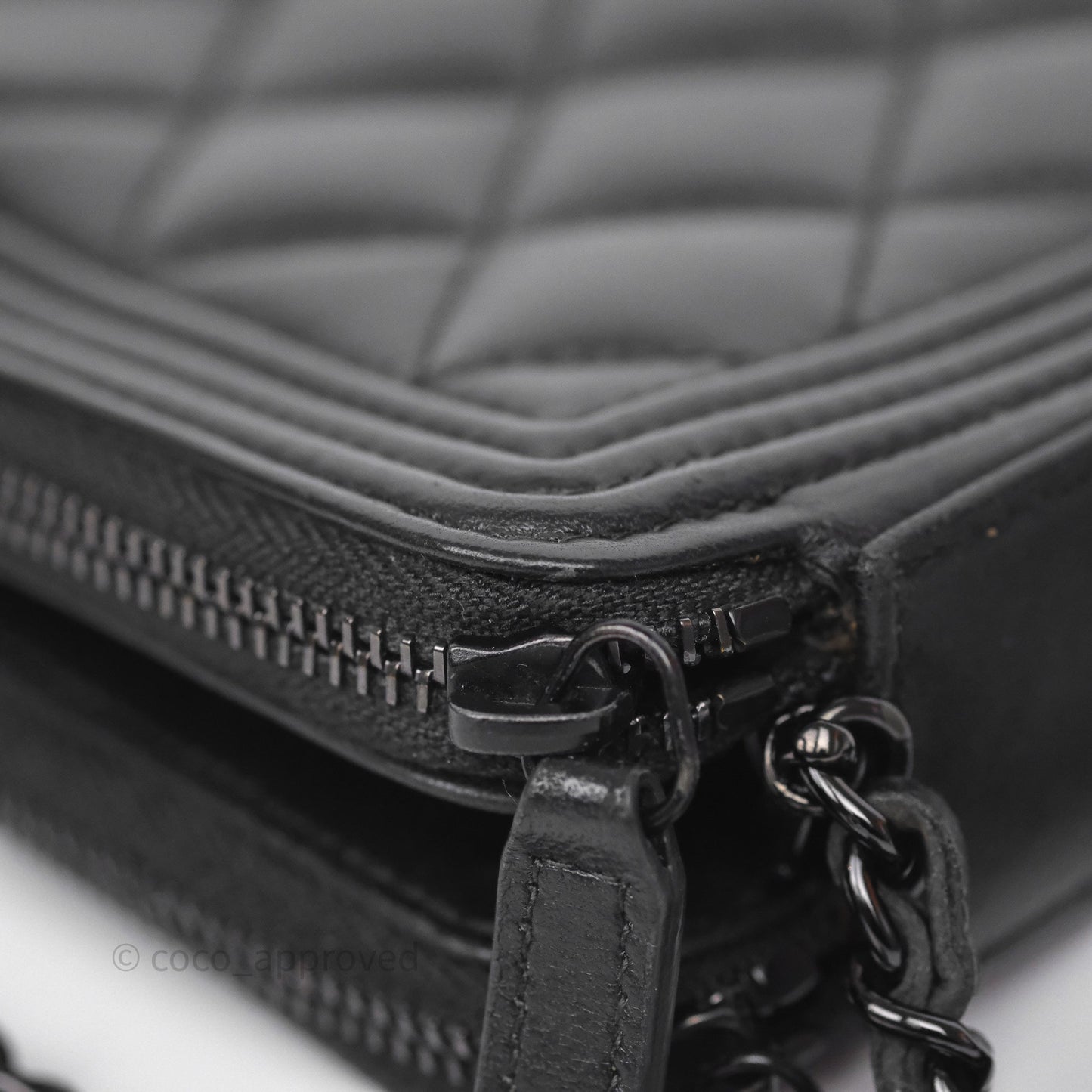Chanel Boy Double Zip Clutch On Chain So Black Lambskin