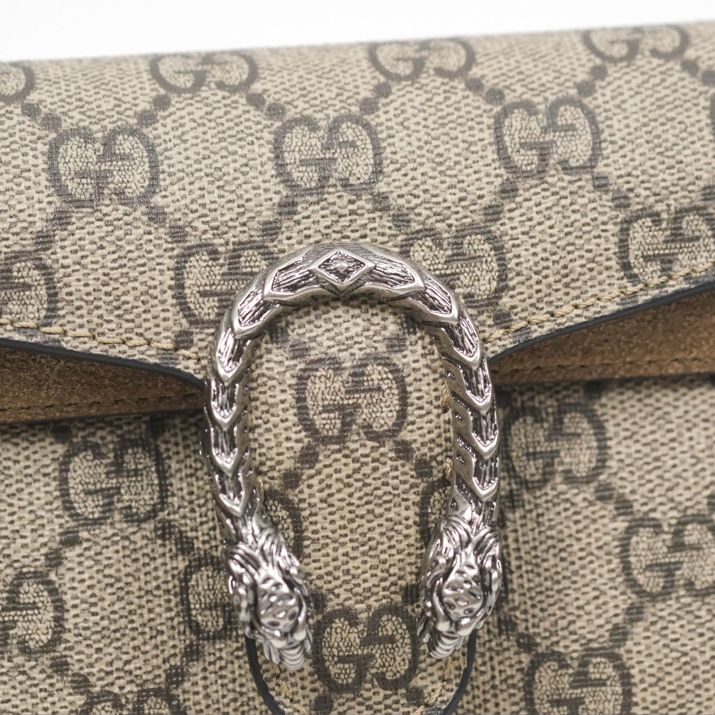 Gucci Dionysus GG Supreme Super Mini Crossbody Bag Ruthenium Hardware