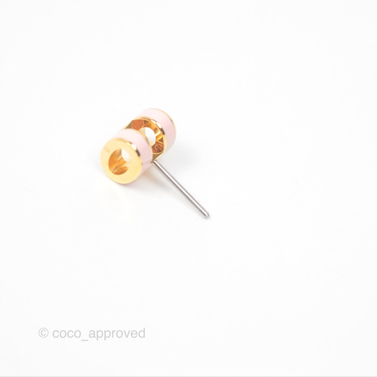 Hermès Mini Pop H Earrings Rose Dragee Gold Tone