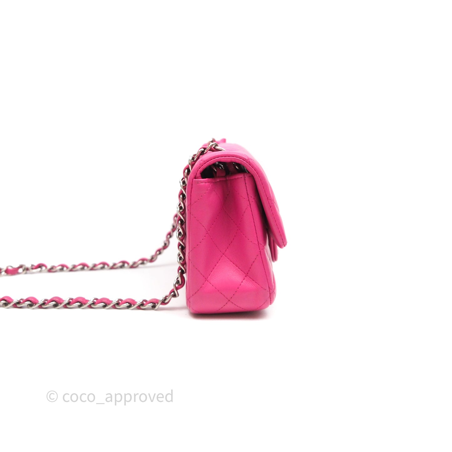 Chanel Mini Rectangular Quilted Dark Pink Lambskin Silver Hardware