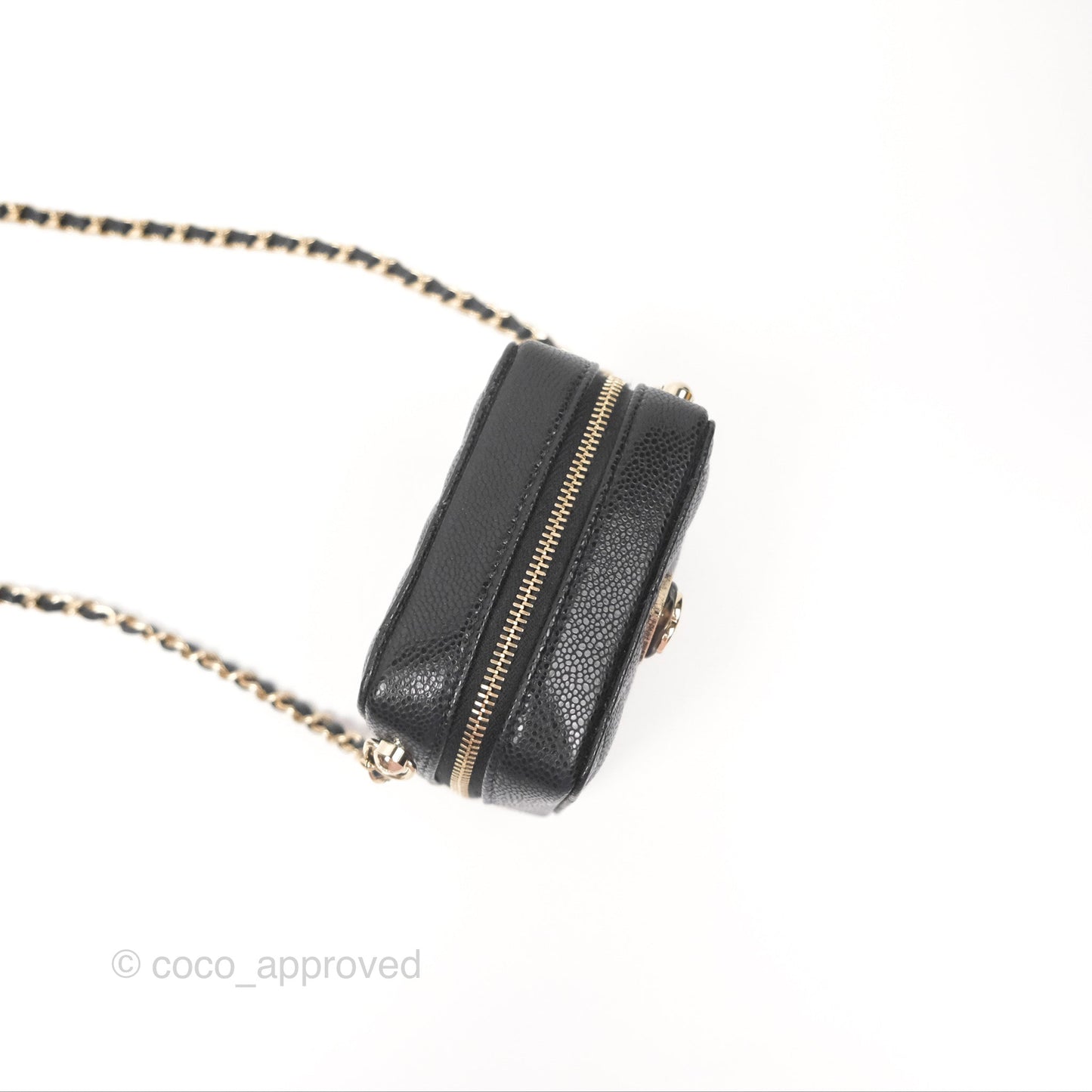 Chanel Mini Clutch With Chain Black Caviar Gold Hardware