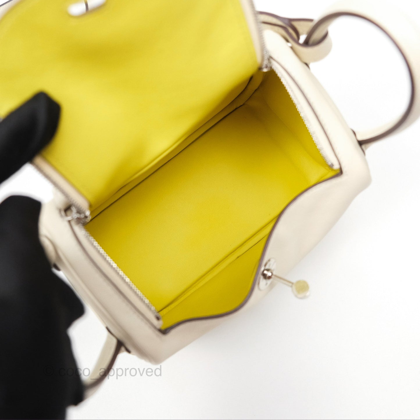Hermès Mini Lindy 20 Nata I2/ Lime 9R Swift Palladium Hardware