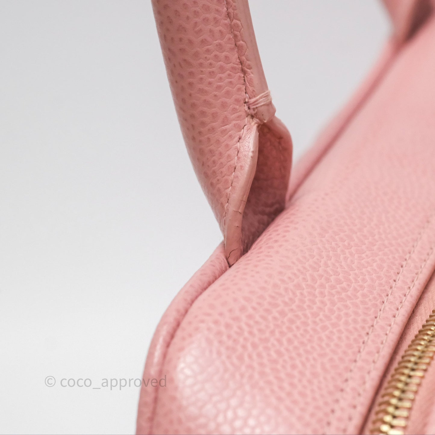 Chanel Vintage Mini CC Boston Bag Sakura Pink Caviar Gold Hardware