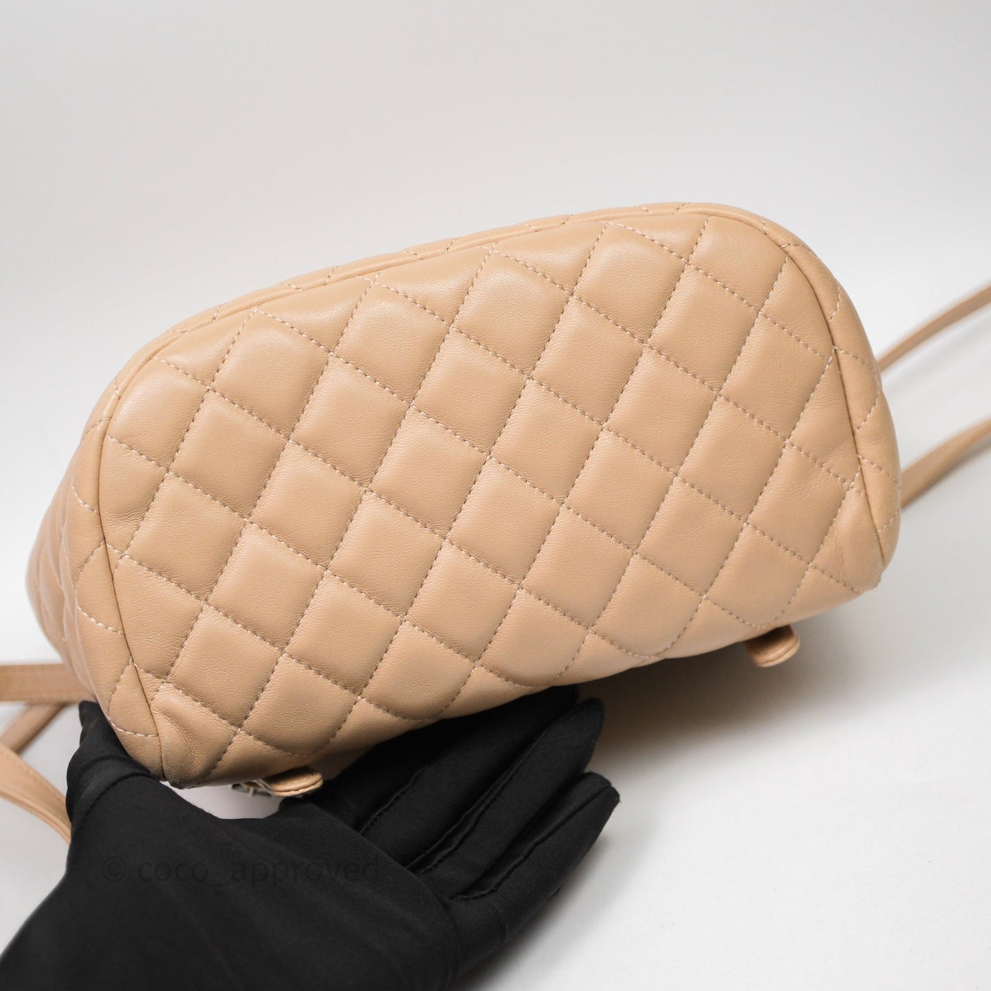 Chanel Quilted Small Urban Spirit Backpack Beige Lambskin Silver Hardware