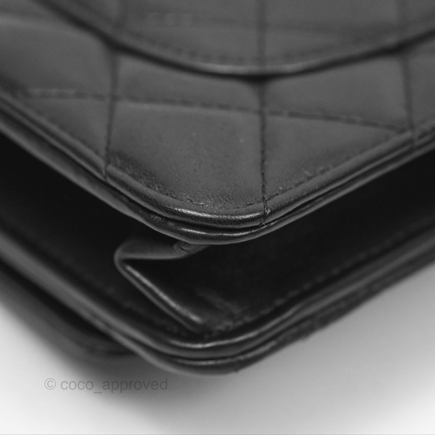Chanel All Slide Wallet on Chain WOC Adjustable Chain Quilted Black Lambskin 22K