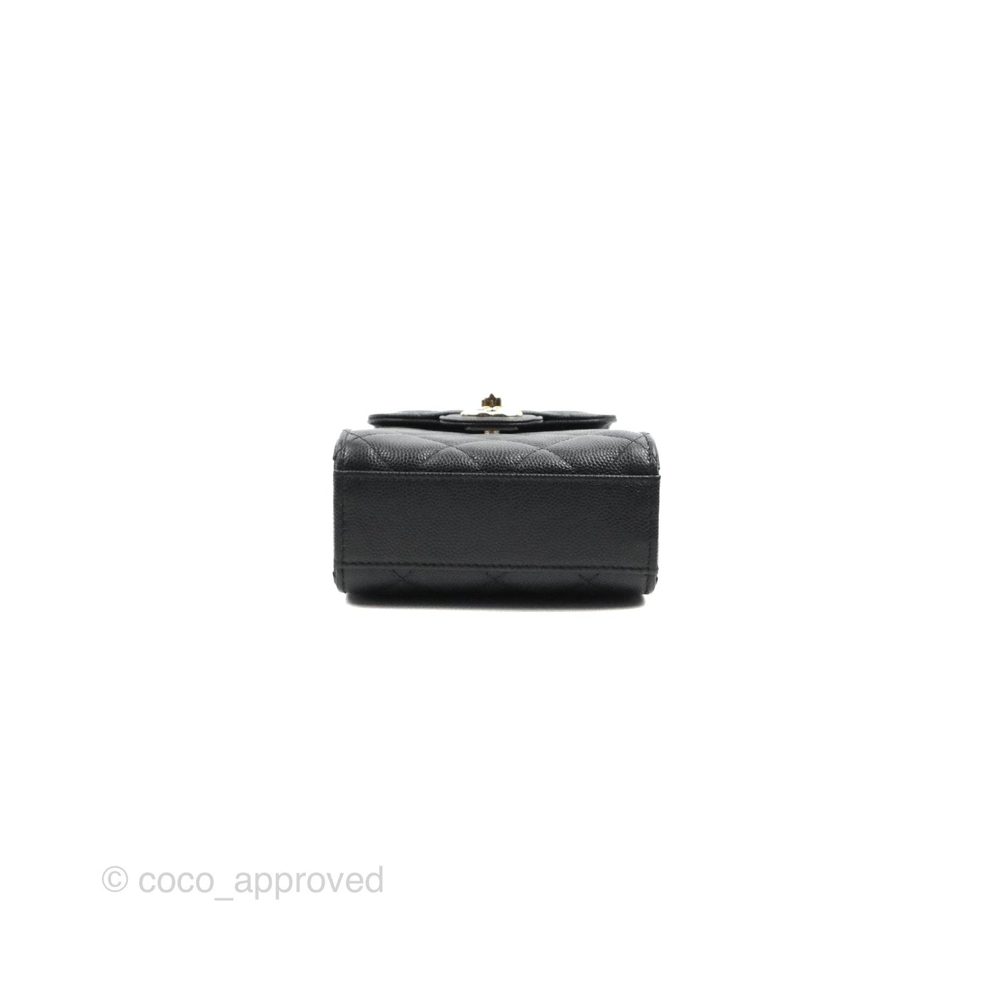 Chanel Classic Quilted Phone Holder Black Caviar Gold Hardware
