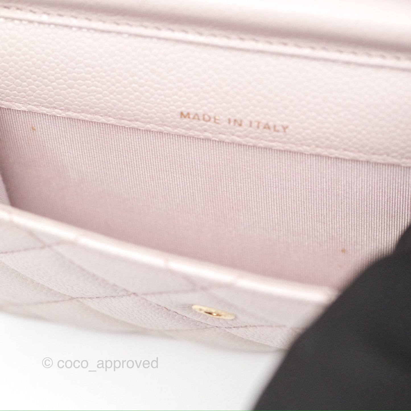 Chanel Miss Coco Clutch With Chain Quilted Lilac Pink Caviar Gold Hardware