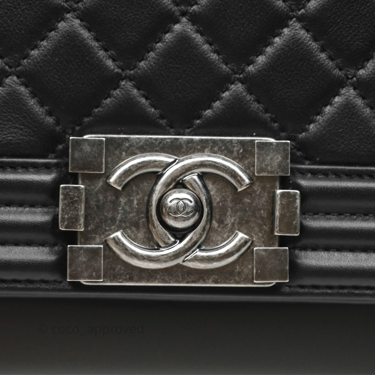 Chanel Quilted Medium Boy Black Calfskin Ruthenium Hardware