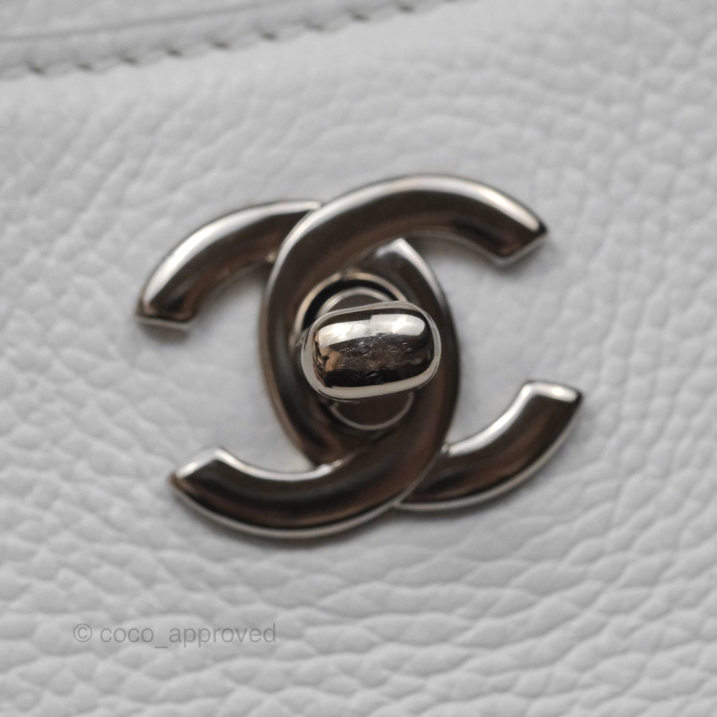 Chanel Mini Neo Executive Shopper Tote White Grained Calfskin Silver Hardware