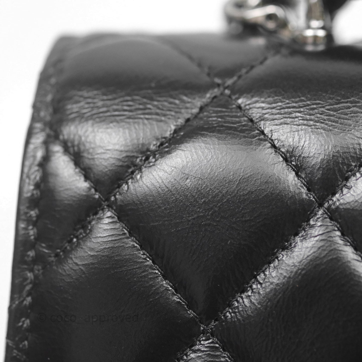 Chanel Mini Crystal Top Handle Wallet On Chain WOC Black Calfskin Gun Metal Hardware 23K