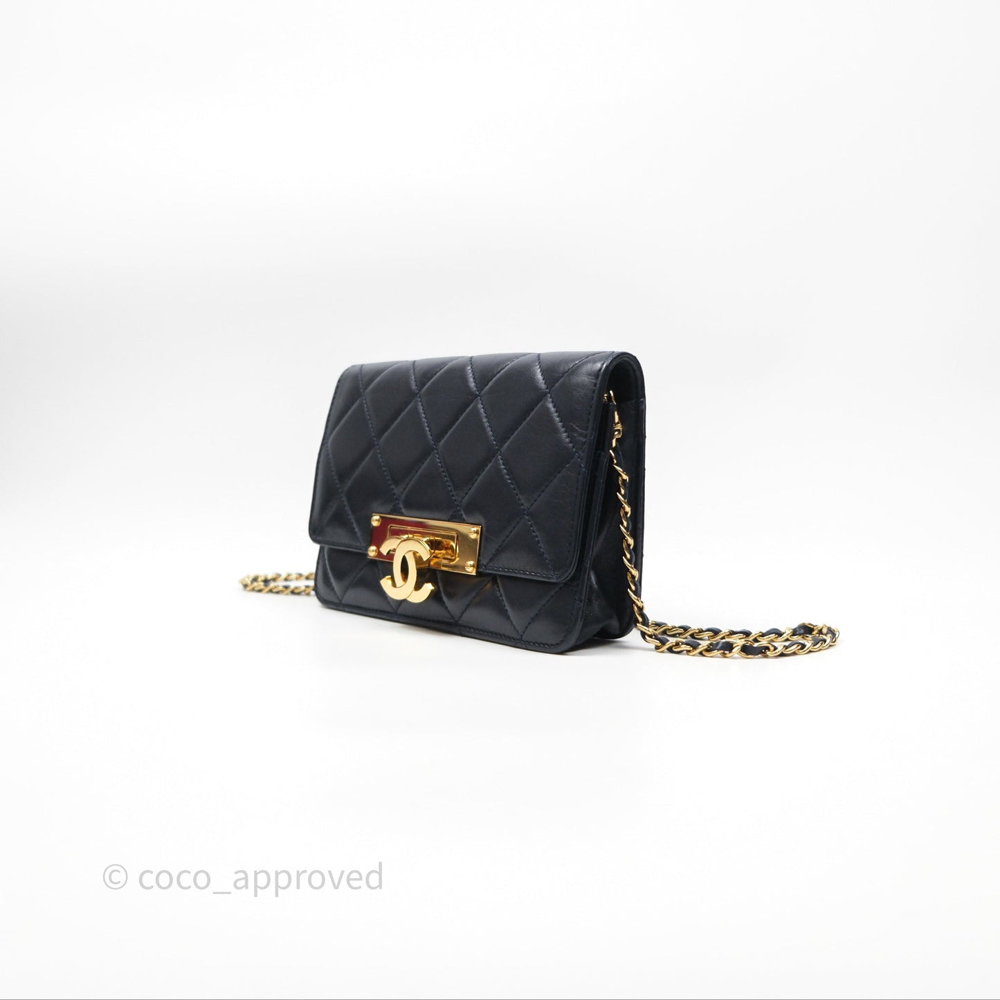 Chanel Golden Class Wallet on Chain WOC Navy Lambskin Gold Hardware