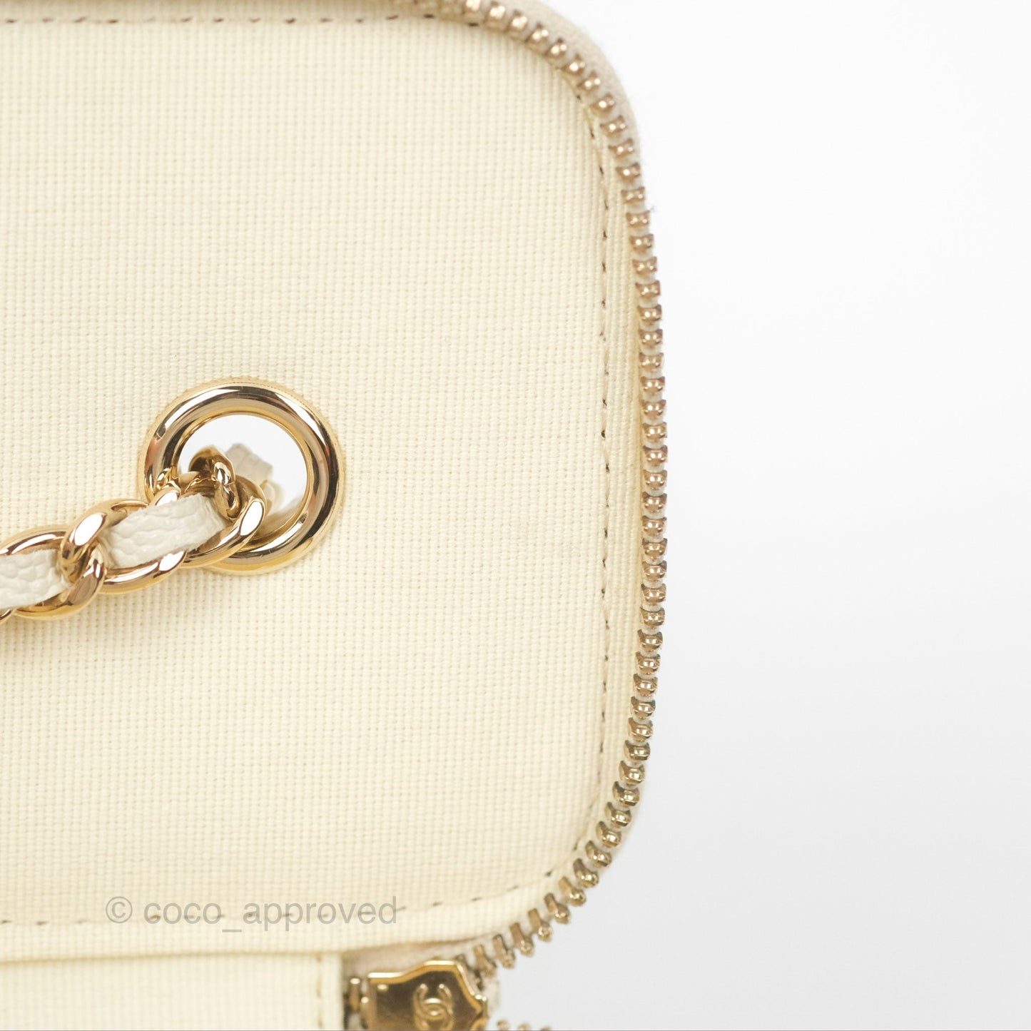 Chanel Classic Vanity With Chain Ivory Caviar Gold Hardware