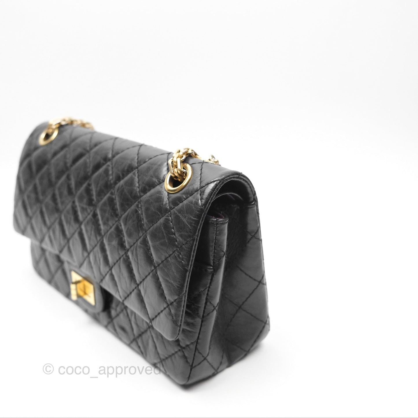 Chanel Reissue 225 Quilted Black Aged Calfskin Aged Gold Hardware