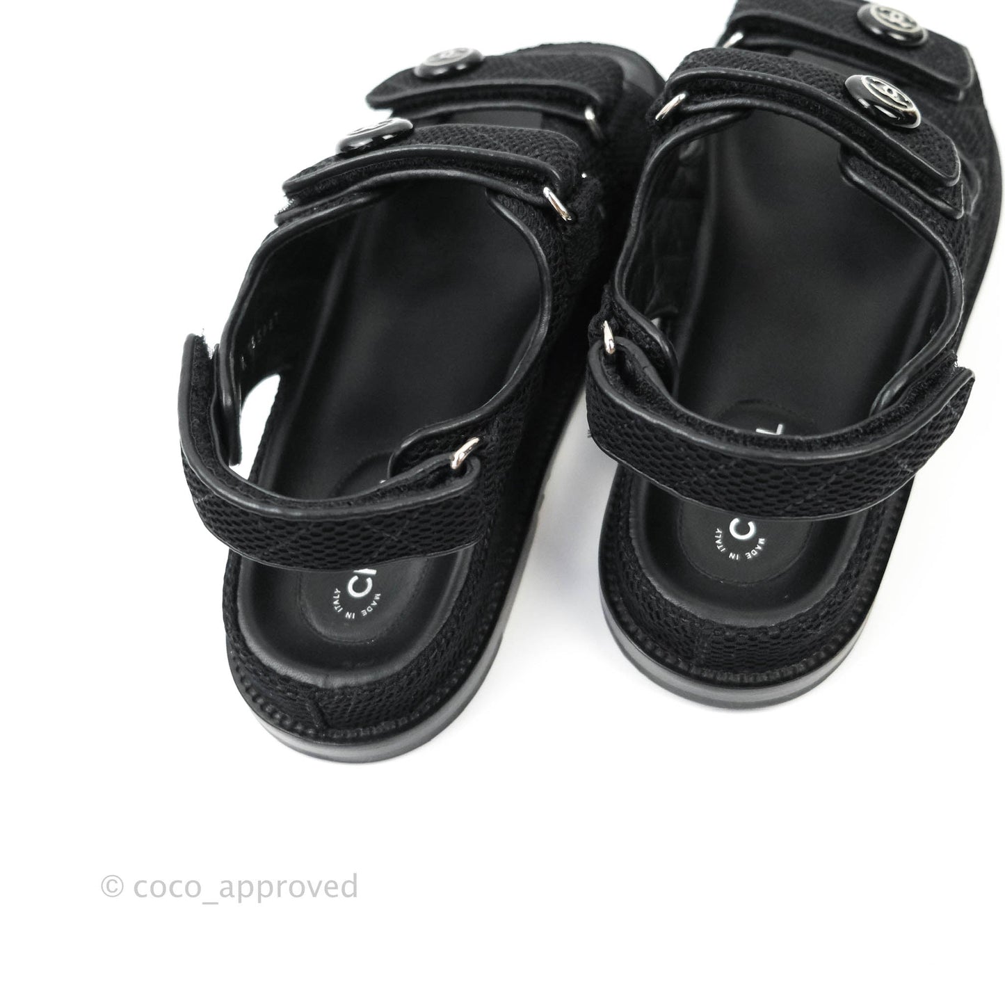 Chanel CC Black Fabric Slide Strap Flat Dad Sandals 21C