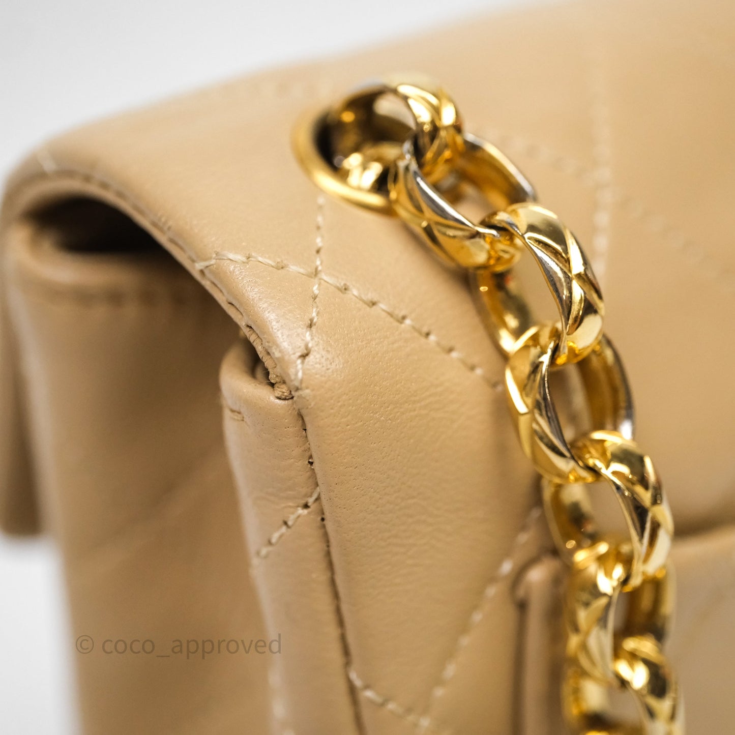 Chanel Vintage Mini Flap Bag Beige Lambskin Gold Hardware