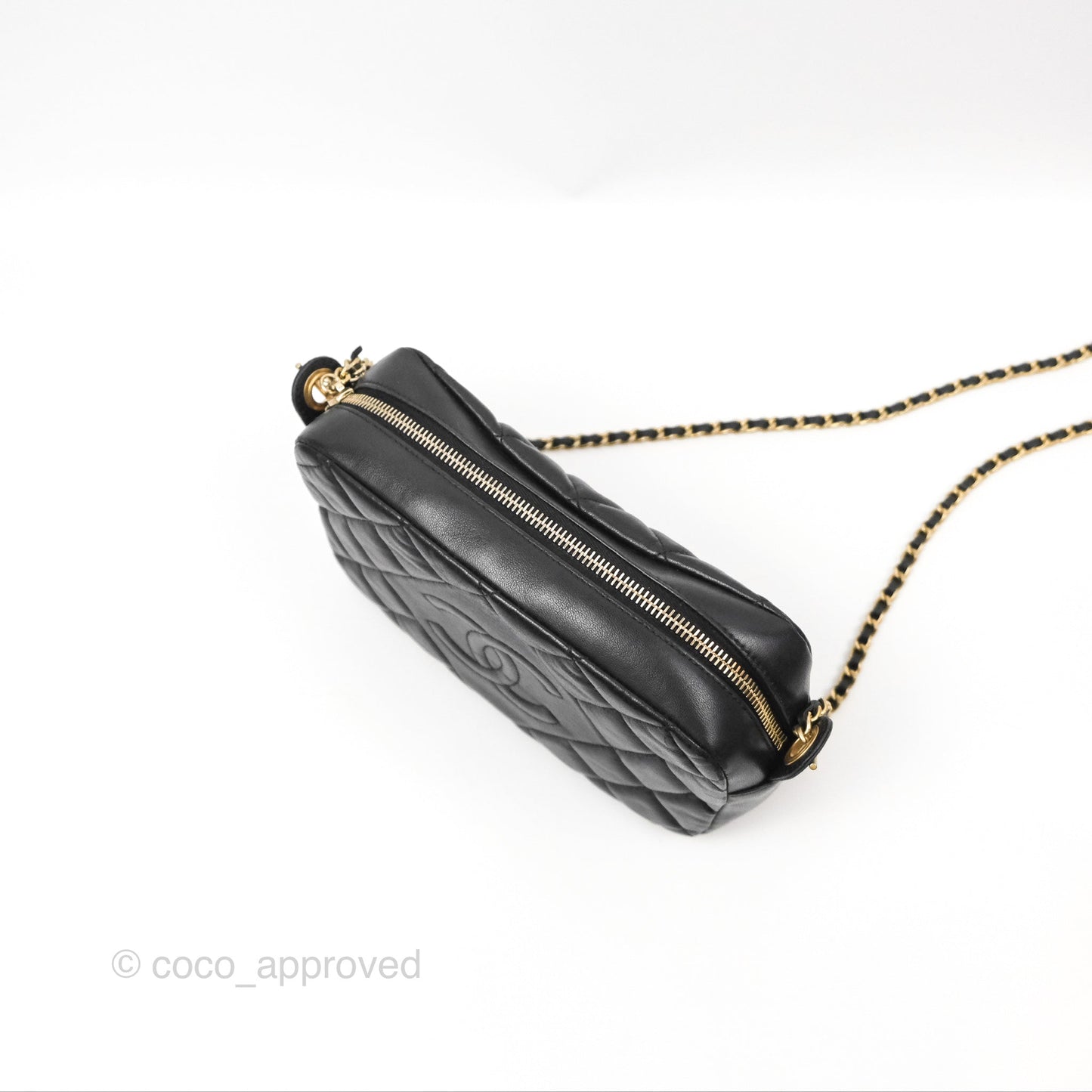 Chanel Small CC Camera Bag Quilted Black Lambskin Gold Hardware