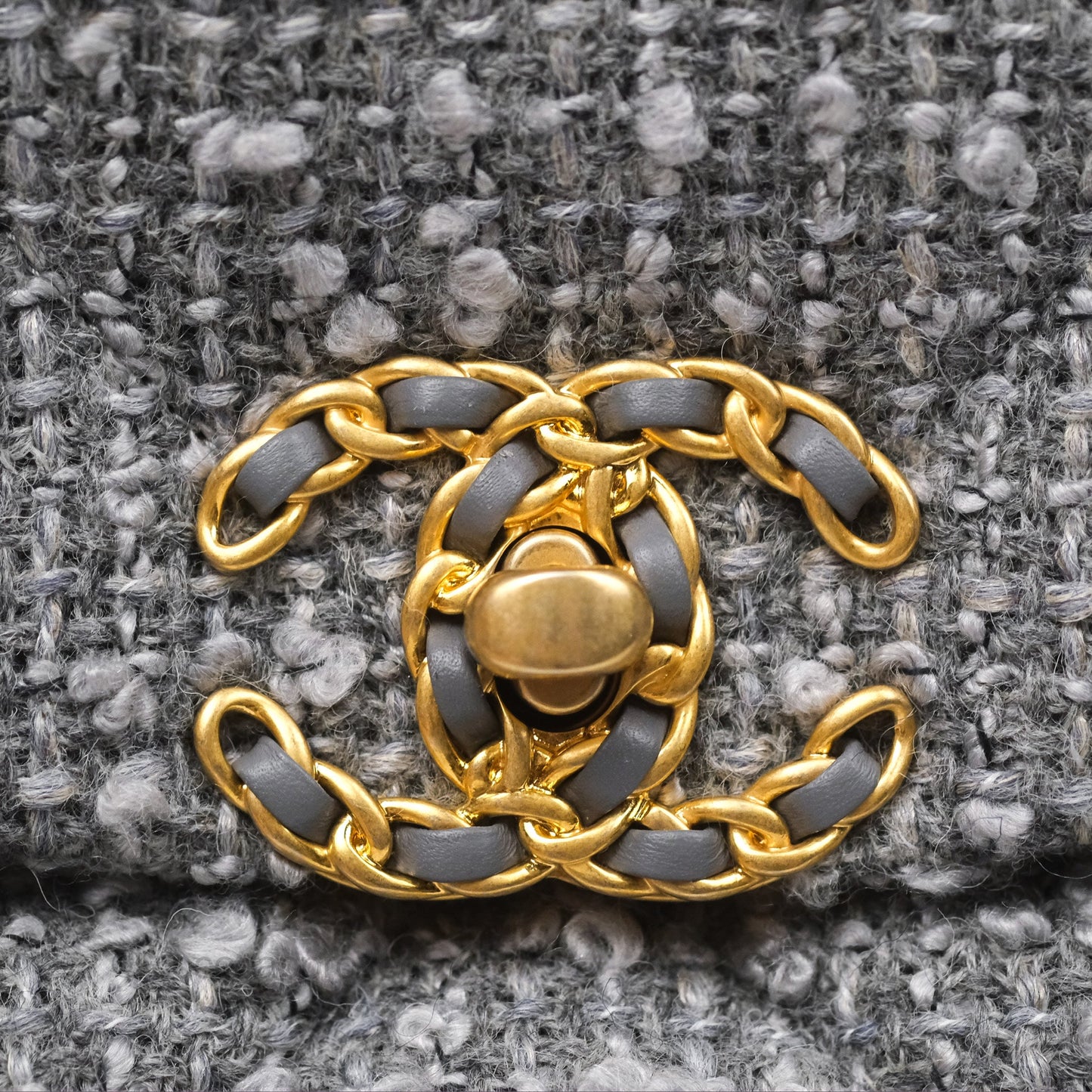 Chanel 19 Small Tweed Grey Mixed Hardware