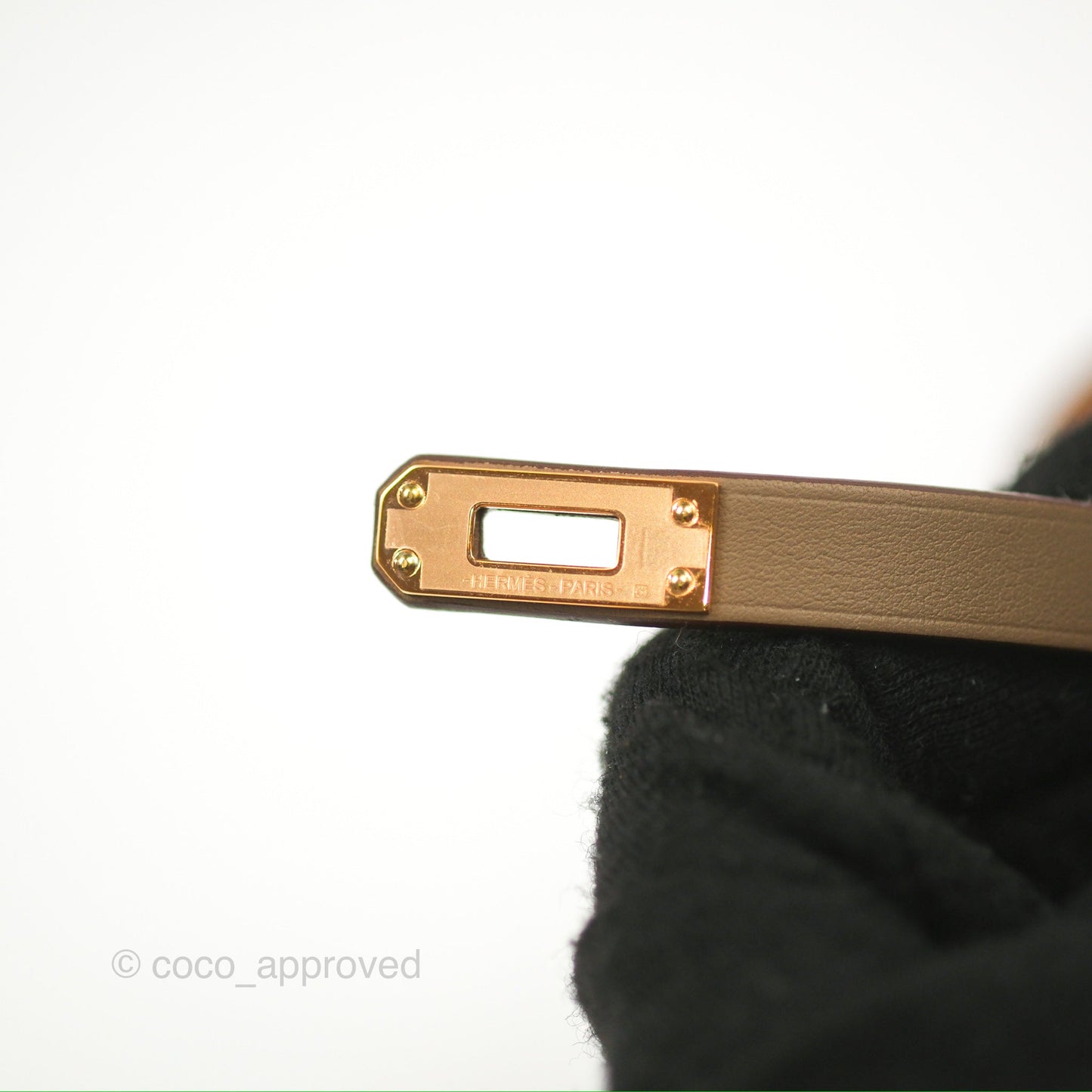 Hermès Kelly Double Tour Bracelet Etoupe Swift Rose Gold Hardware