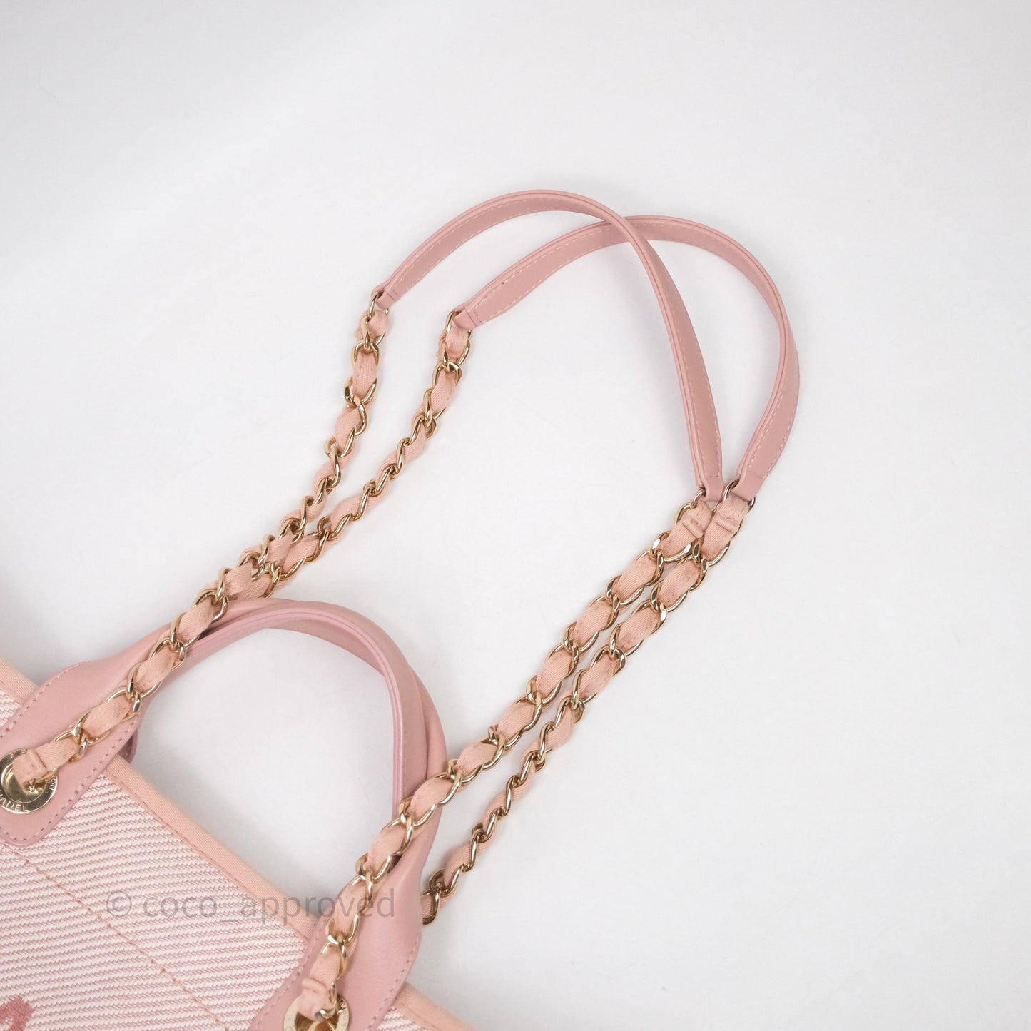Chanel Large Deauville Tote Pink Canvas Gold Hardware