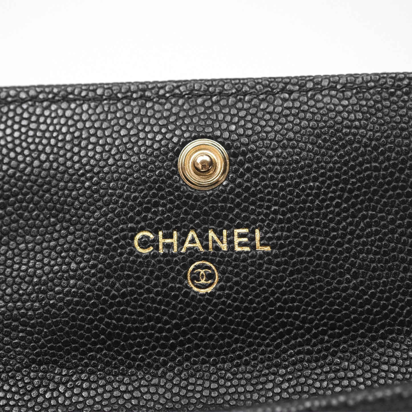 Chanel Flap Card Holder Black Caviar CC Gold Hardware
