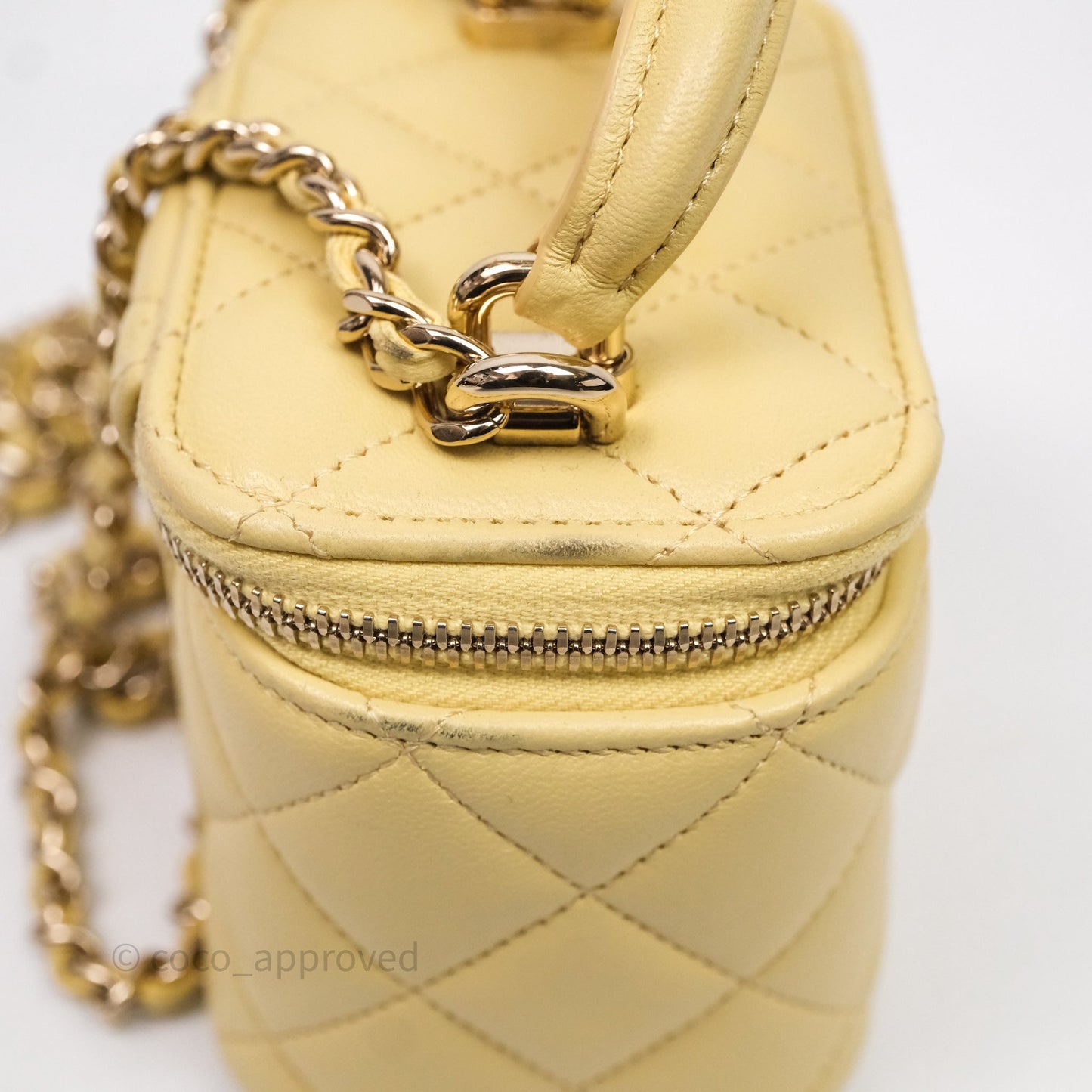 Chanel Mini Top Handle Vanity With Chain Yellow Lambskin Gold Hardware