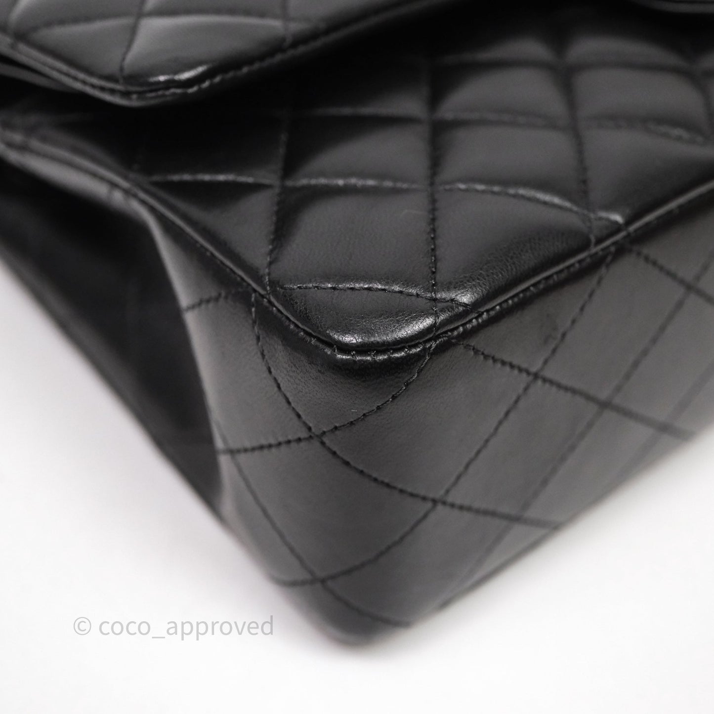 Chanel Classic M/L Medium Flap Quilted Black Lambskin Gold Hardware