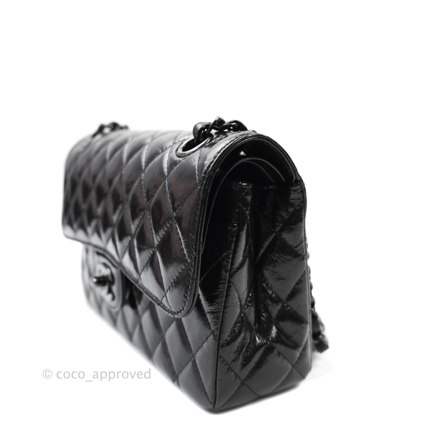 Chanel Classic Small S/M Flap Shiny Crumpled Calfskin So Black
