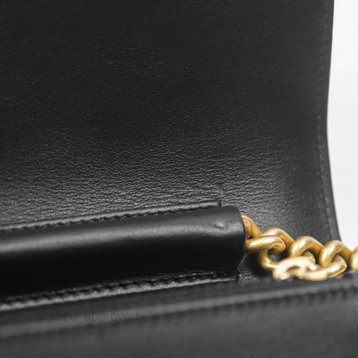 Chanel Quilted Boy Wallet on Chain WOC Black Caviar Age Gold Hardware