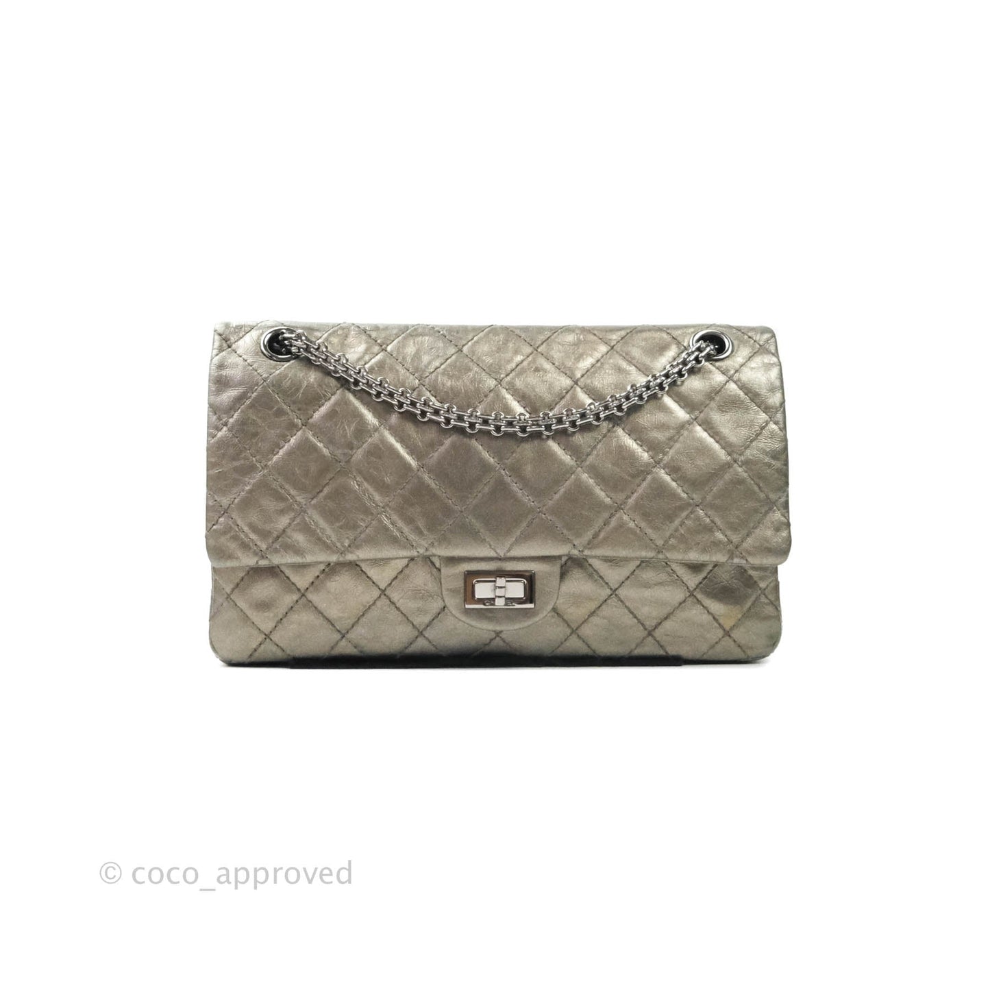 Chanel Quilted Reissue 226 Metallic Aged Calfskin Gun Metal Hardware