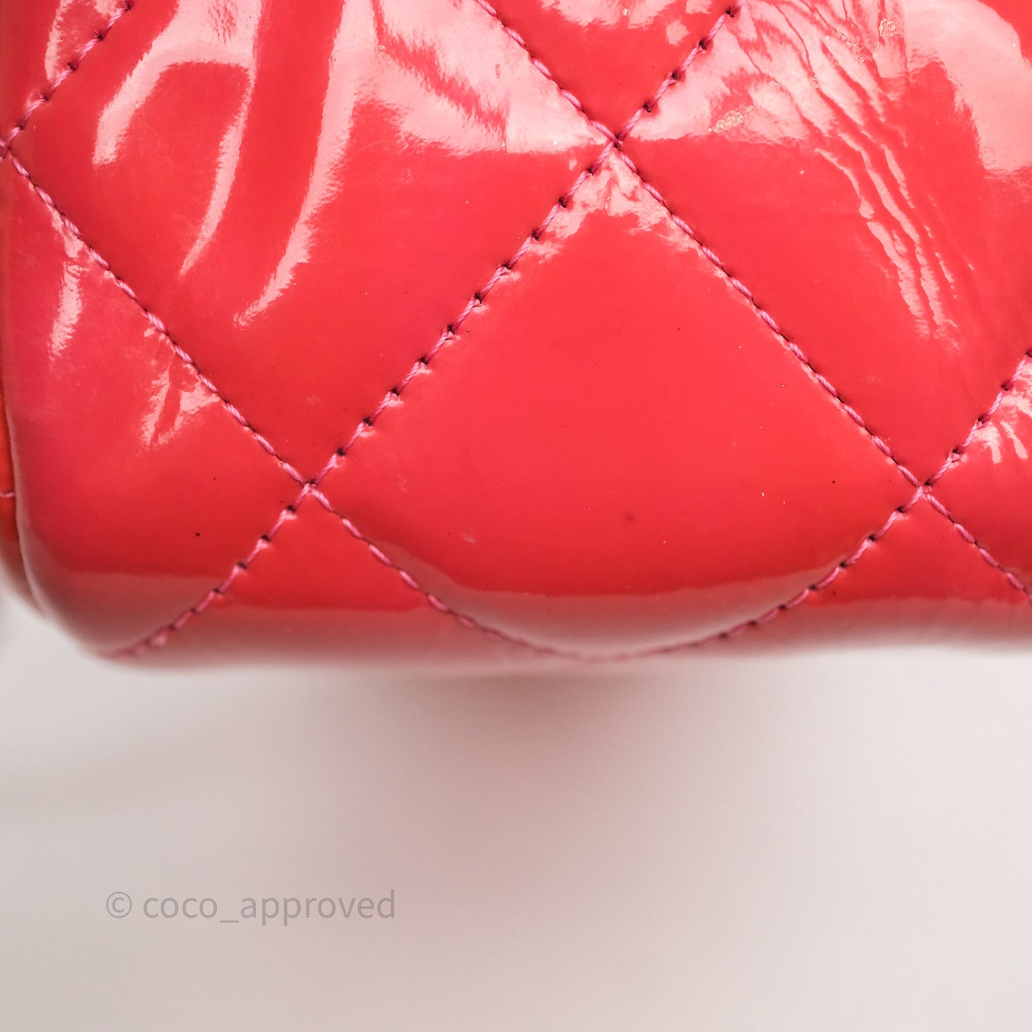 Chanel Jumbo Double Flap Red Orange Patent Silver Hardware⁣⁣