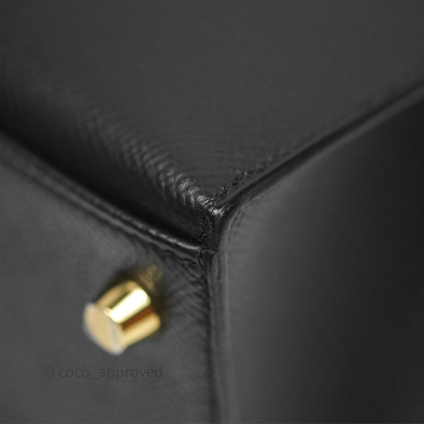 Hermès Sellier Kelly 25 Black Noir 89 Epsom Gold Hardware
