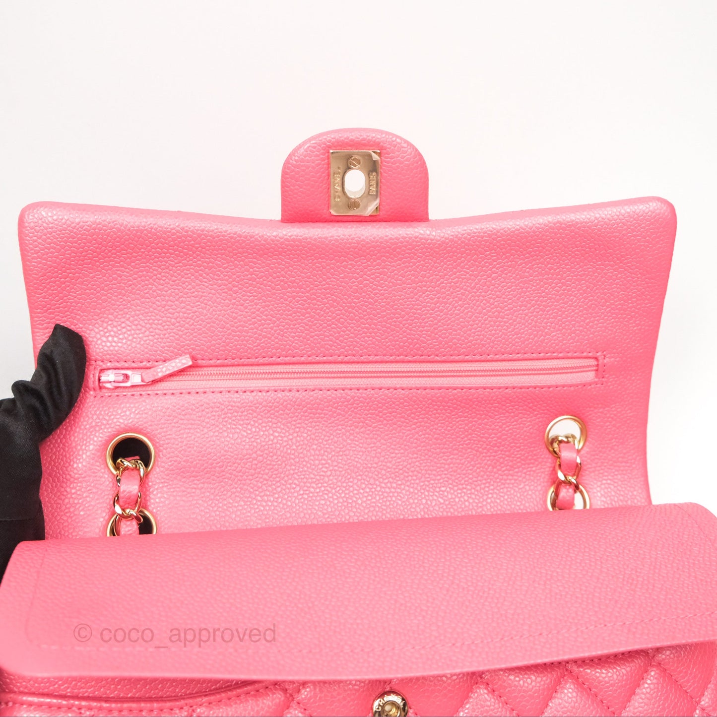 Chanel Medium Classic Flap Quilted Iridescent Pink Caviar Gold Hardware 18S