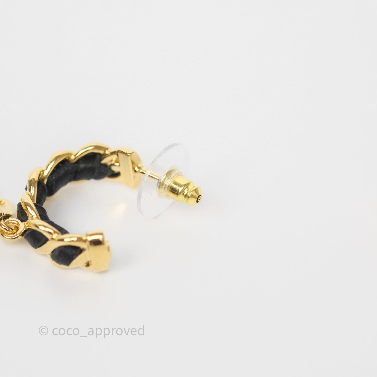 Chanel Braided Drop CC Hoop Earrings 24K