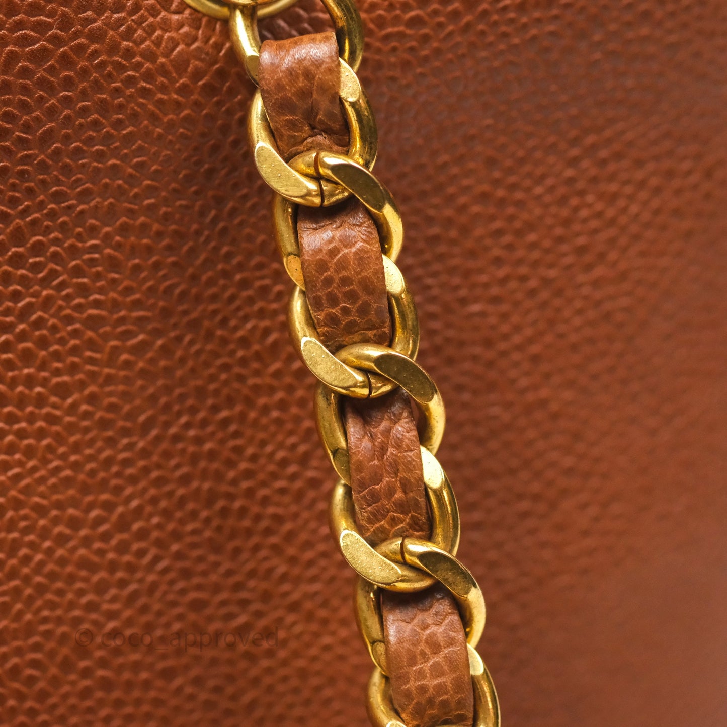 Chanel Vintage Tote Caramel Caviar 24K Gold Hardware