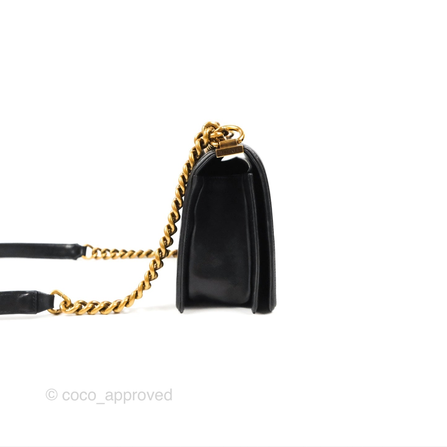 Chanel Quilted Medium Boy Black Lambskin Aged Gold Hardware