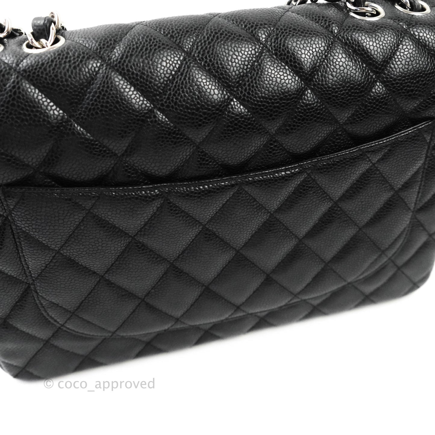 Chanel Jumbo Single Flap Black Caviar Silver Hardware