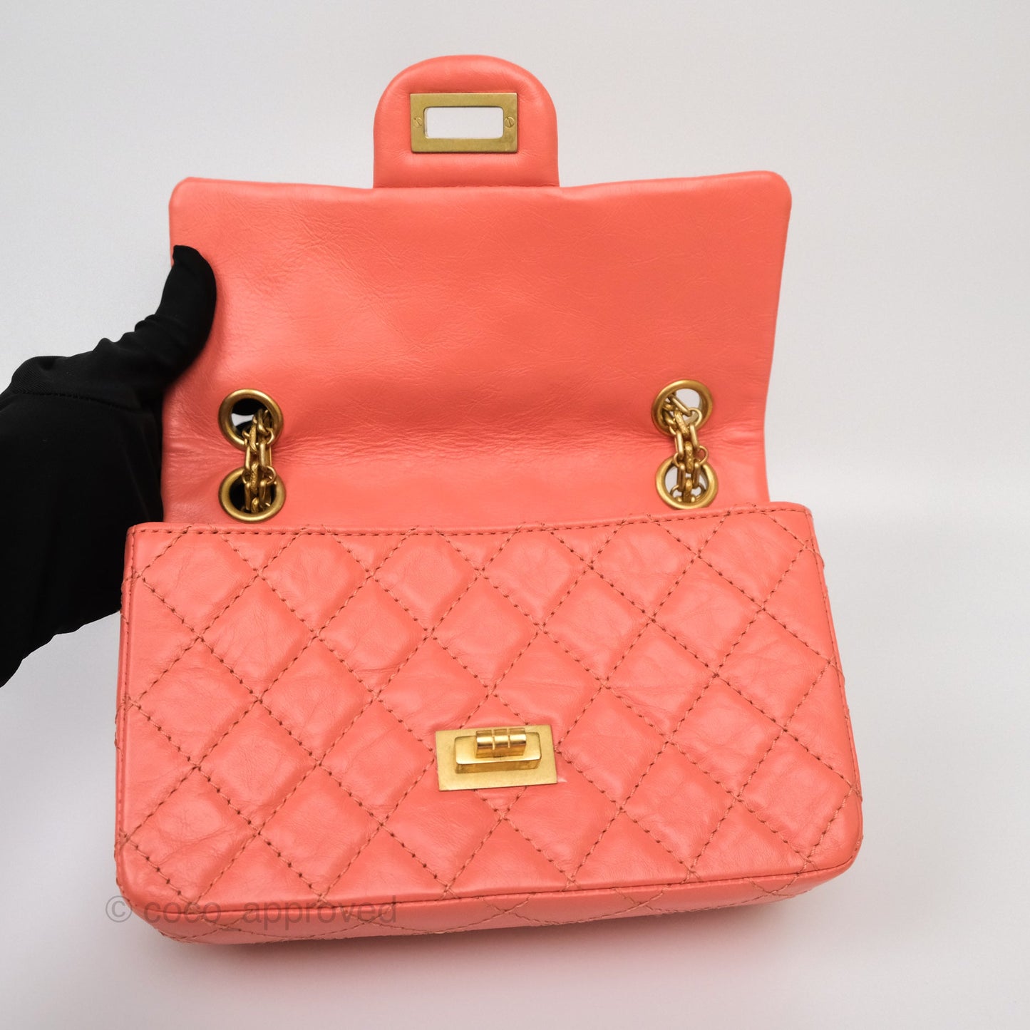 Chanel Mini Reissue 224 Pink Aged Calfskin Aged Gold Hardware