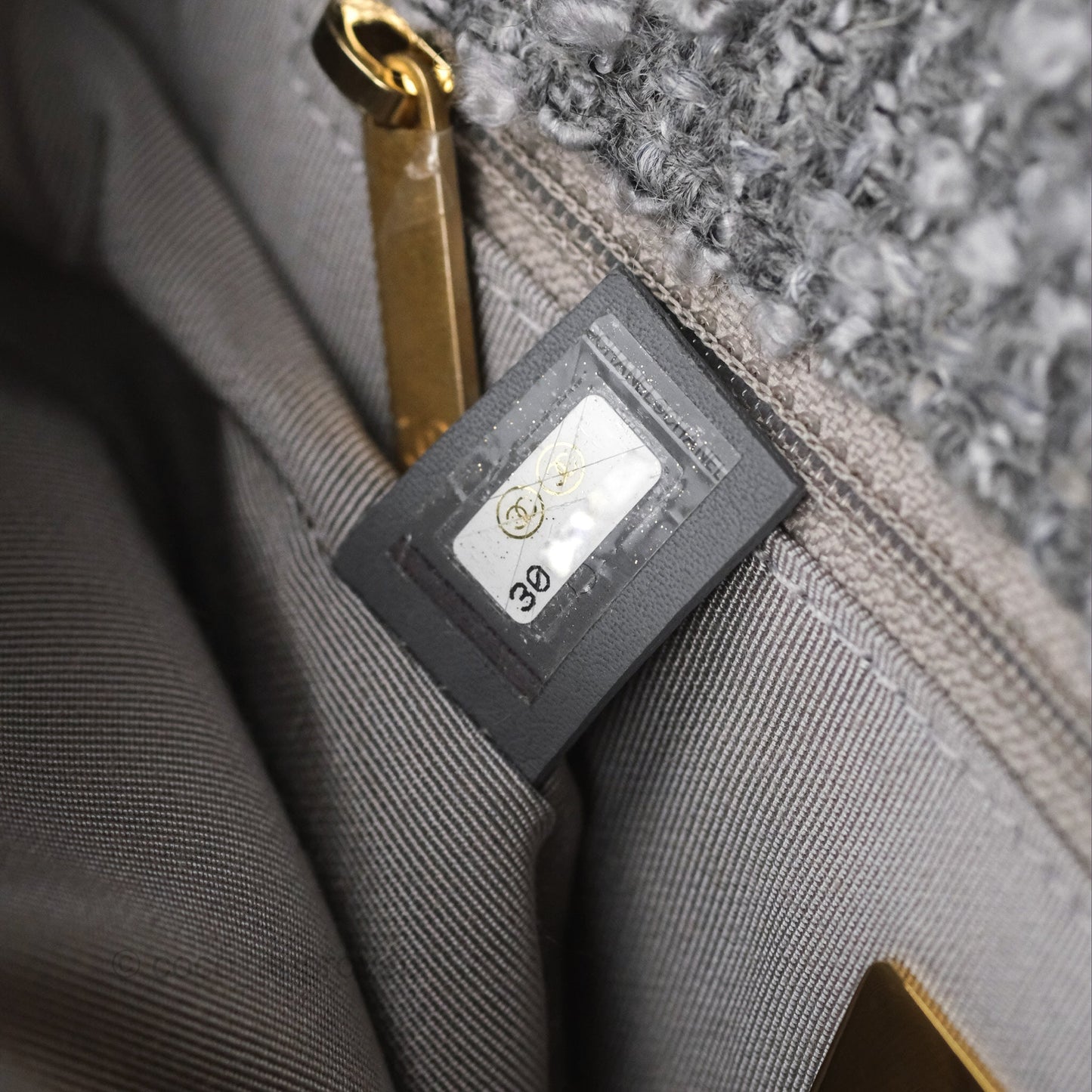Chanel 19 Small Tweed Grey Mixed Hardware