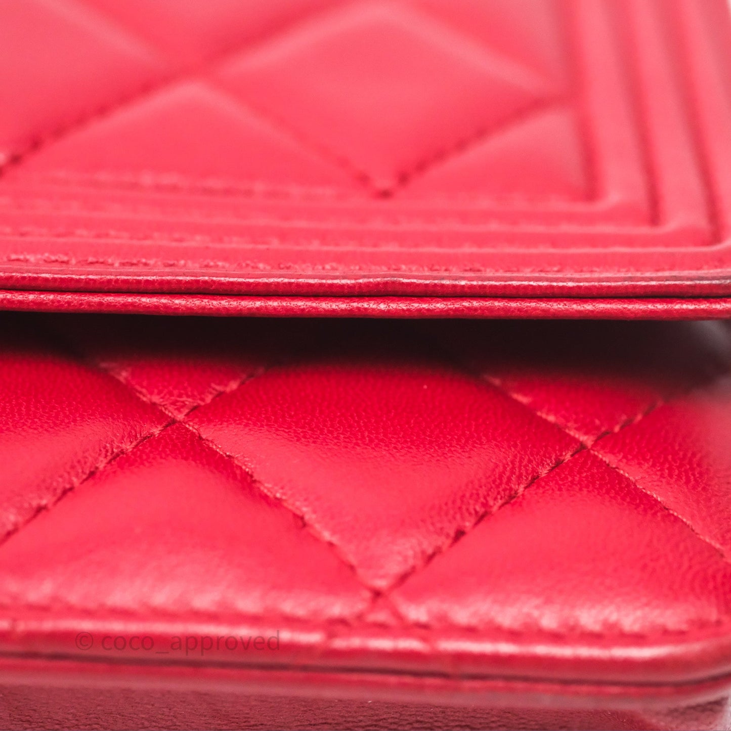 Chanel Boy Wallet on Chain WOC Red Lambskin Ruthenium Hardware