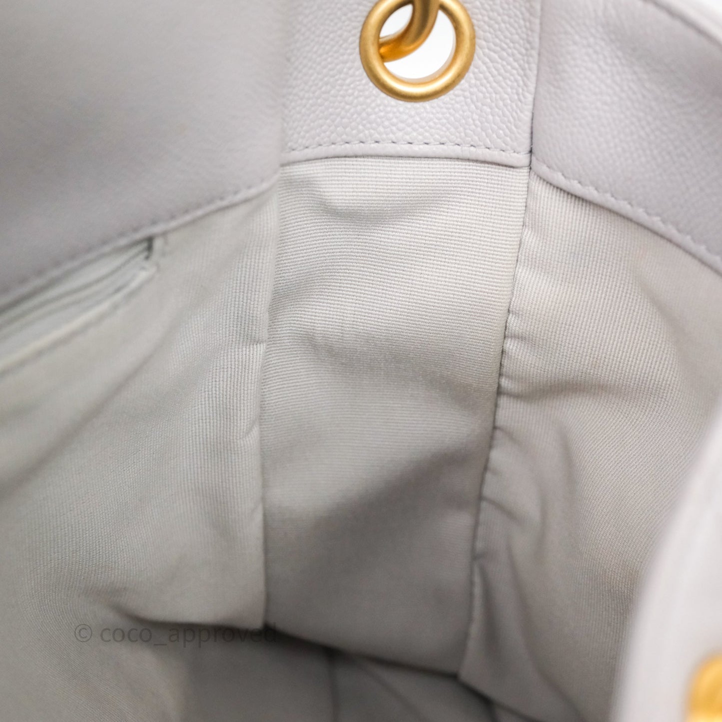 Chanel Double Pocket Hobo Bag Grey Caviar Aged Gold Hardware