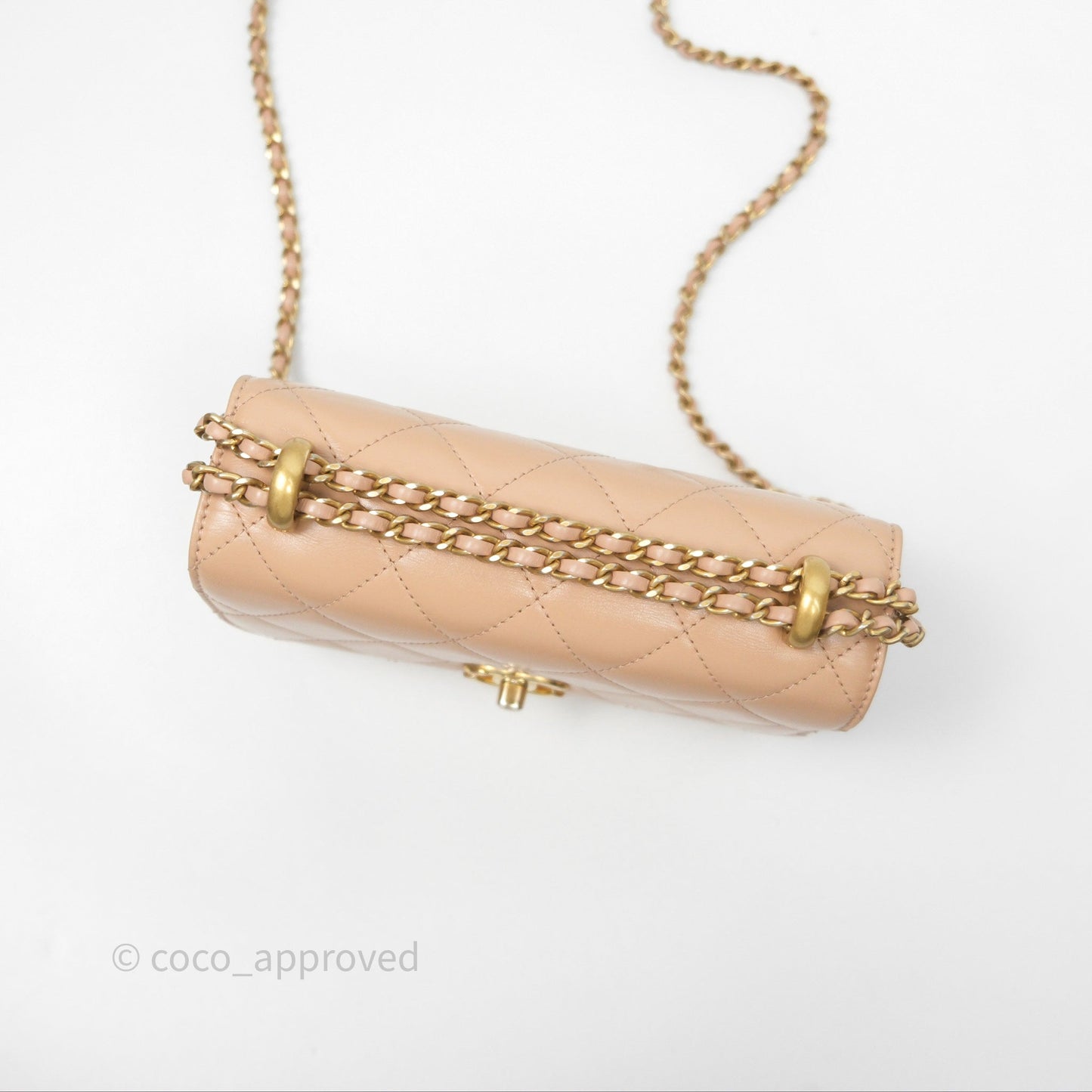 Chanel Quilted Mini Perfect Fit Adjustable Beige Calfskin Gold Hardware