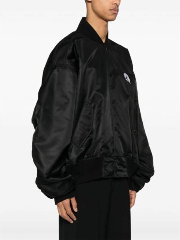 Luxury Balenciaga New York Embroidery Bomber Jacket Black