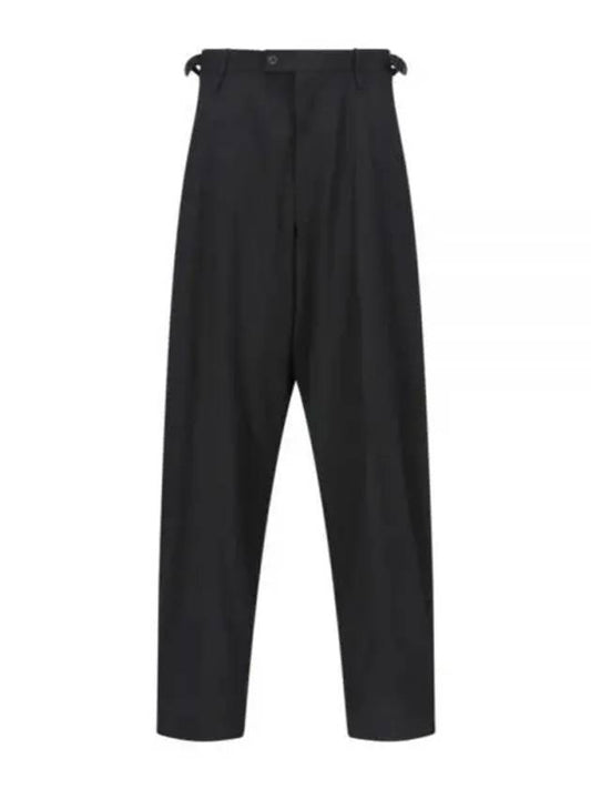 Luxury Balenciaga Waist Buckle Strap Straight Pants Black