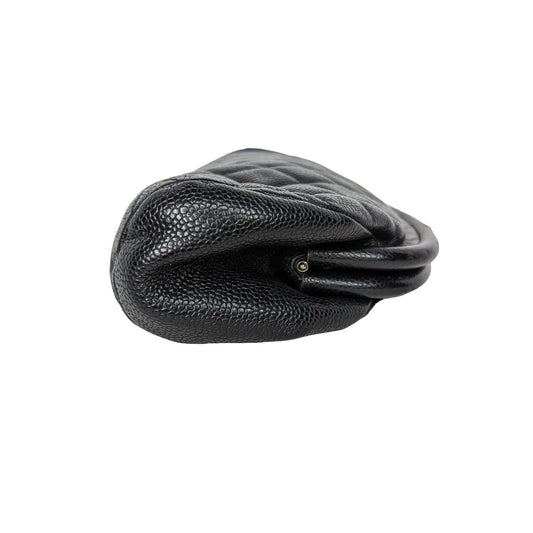 Luxury Chanel Black Quilted Caviar Leather Timeless Clutch