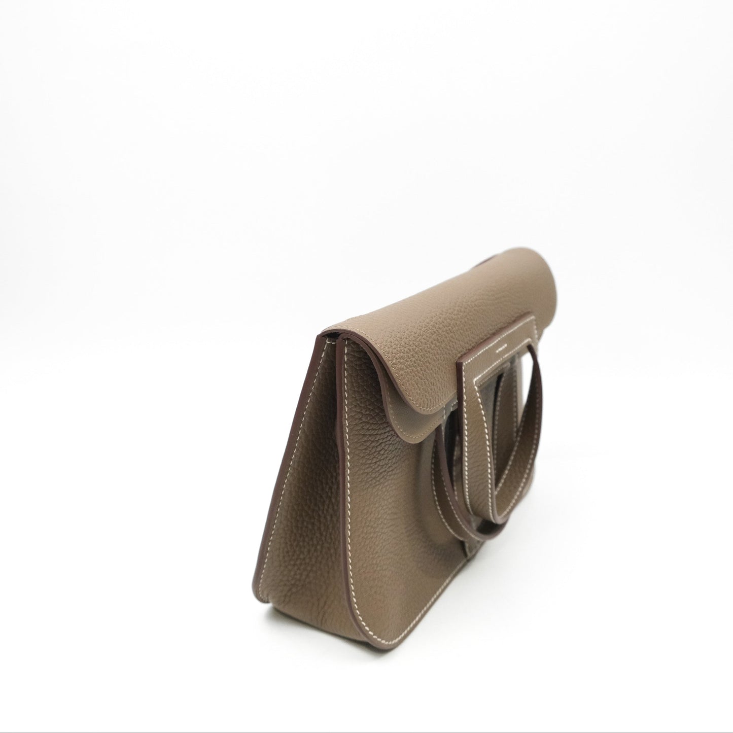 Hermès Halzan 25 Etoupe Clemence Palladium Hardware