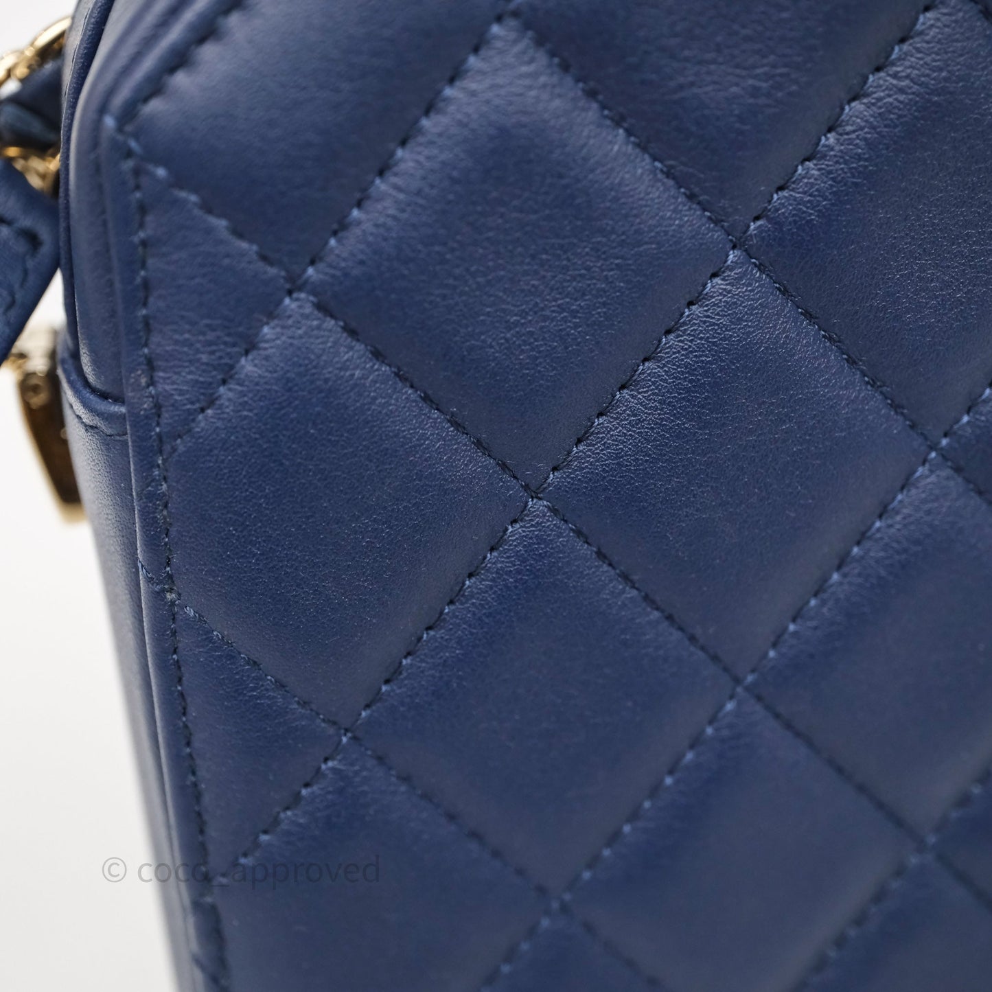 Chanel CC Octagon Camera Case Lambskin Navy Gold Hardware